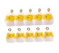 ARTSEWPLY 10pcs Resin Flocking Easter Egg Chicken Pendant DIY Charms for Jewelry Making Craft Supplies Cartoon Design Durable Smooth Surface