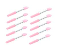 ARTSEWPLY 10pcs Silicone Lip Balm Brushes and Cream Eyeshadow Applicators Pink Tips and Silver Handles for Women, Makeup Lipstick Brush Set Suitable for Cosmetic Application and Lip Care