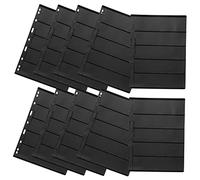 ARTSEWPLY 10Pcs Stamp Collecting Loose Leaf Pages with Double Sided Black Backing Reusable Pet Material Binder Inserts for Stamp Postcard Coupon Storage and Organization