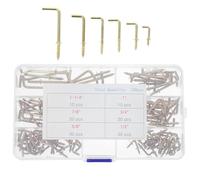 ARTSEWPLY 120pcs Copper-Plated Right Angle L Hooks Self-Tapping Metal Screw Hooks for Hanging Picture Frames Small Tiny Screws Suitable for Wood and Plasterboard Wall Use