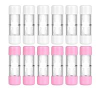 ARTSEWPLY 12pcs 12pcs Lens Case with Leakproof Compartments Plastic Protective Storage Box for Orthokeratology GP and Scleral Lenses Portable Pink and White Travel Container