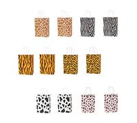 ARTSEWPLY 12Pcs Animal Print Kraft Paper Bags Durable Cartoon Treat Bags with Leopard Zebra Giraffe Cow Patterns Holiday Party Favor Tote for Christmas Year Events