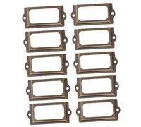 ARTSEWPLY 12pcs Antique Label Frames with Screws Vintage Metal Drawer Tag Holders Retro Card Label Holders for Cabinets Boxes Home Decoration