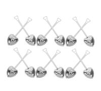 ARTSEWPLY 12pcs Stainless Steel Tea Infuser with Long Handle Heart-Shaped Strainer Spoon Lightweight Tea Filters for Loose Leaf Brewing Portable