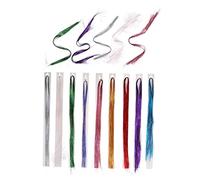 ARTSEWPLY 14 Pcs Hair Tinsel Strands Colorful Glitter No-Trace Hair Extensions for Creative Styles for Parties and Festivals