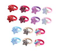 ARTSEWPLY 14pcs Gradient Star Sequin Hair Ties Elastic Bands for Women Soft Comfortable Ponytail Holders for Thick and Hair Multipurpose Wrist Bands and Snack Bag Sealers