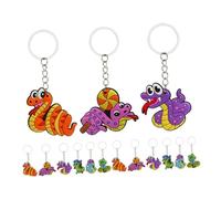 ARTSEWPLY 18Pcs Cartoon Snake Keychain Adorable Animal Key Rings for Party Bag Favors School Events Unique Backpack Charm Gift for Boys