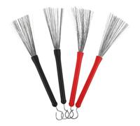 ARTSEWPLY 2 Pairs Jazz Drum Steel Brushes Metal Wire Brush Drumsticks for Practice and Performance in Two Color Options