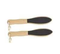 ARTSEWPLY 2 Pcs Double-Sided Wooden Handle Foot Scrubber Exfoliating Callus Remover for Hard Skin Dead Skin Removal Foot Care Tool Spa-Quality Backset