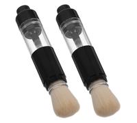 ARTSEWPLY 2 pcs Refillable Portable Powder Brush Versatile Pressed Loose Powder Makeup Applicator for Travel Compact Blush Brush Easy to Use for Home the Go