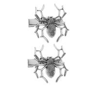 ARTSEWPLY 2 Pcs Spider Hairpin Spooky Web Cosplay Theme Style Creepy Realistic Barrette Messy Material Cartoon Pj Spider Hair Clips Tiny Hair Clips Chic Girl Horror Alloy Silver