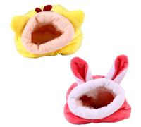 ARTSEWPLY 2 Pcs Warm Small Pet Bed Cage Cave with Plush Cotton Flannelette Material Easy to Dry Keep Warm Assorted Color for Guinea Pig and Hamster Winter Cold Weather