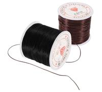 ARTSEWPLY 2 Rolls 0.6Mm Flat Elastic Wire for Hair Extensions and Braids, Stretchy Sewing Thread for Wig Makers, Sturdy Beading Cord for Jewelry Making, Hair Extension Elastic String for DIY