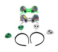 ARTSEWPLY 2 Sets Glitter Antenna Headband and Glasses Set for Halloween Party Favors Creative Space Theme Costume Accessories with Lightweight Design Sparkling Photo Booth Props for Cosplay