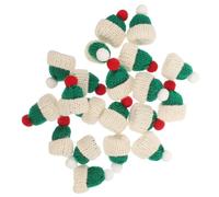 ARTSEWPLY 20 Pcs Mini Knitted Doll Hats DIY Craft Accessories Small Knit Hats White and Red Pom Poms Christmas Tree Ornaments for Handmade Decorations