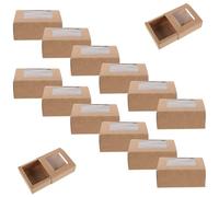 ARTSEWPLY 20pcs Kraft Paper Match Boxes with Window, Blank Kraft Matchstick Holder Boxes 2.6x2.6x1.2" for Birthday Wedding Party Favors and Event Treat Packaging