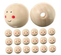ARTSEWPLY 20pcs Natural Wood Color Smile Face Doll Head Beads for DIY Jewelry Accessories Crafting Wooden Beads for Necklaces Bracelets Home Decoration Handmade Gifts