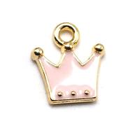 ARTSEWPLY 20PCS Pink Crown Shape Alloy Charms for DIY Jewelry Making Unique Pendants for Bracelets Earrings and Accessories