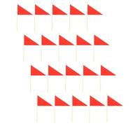 ARTSEWPLY 20pcs Red Triangular Marker Flags with Bamboo Stakes - Construction Site Survey and Traffic Safety Pennant Flags for Lawn, Road Work, Boundary Marking