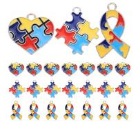 ARTSEWPLY 24pcs Alloy Pendant Charms Puzzle Shapes for DIY Jewelry Making Sturdy Decorative Pendants Suitable for DIY Projects and Scene Decor with Assorted Colours