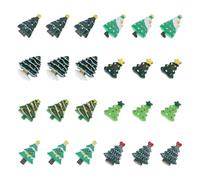 ARTSEWPLY 24pcs Christmas Tree Resin Flat Back Cabochons DIY Phone Case Charms Set Light and Dark Green, A to, 3pcs Each for Holiday Crafting and Christmas Decoration