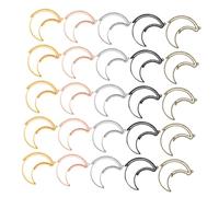 ARTSEWPLY 25Pcs Moon Shape Hollow Bezel Pendants Open Frame Charms Rotatable DIY Jewelry Making Accessories with Color Variations for Crafting