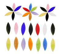 ARTSEWPLY 28pcs Leaf-Shaped Glass Tiles DIY Mosaic Craft for Candle Trays Flowerpot Decoration Smooth Wear-Resistant Handmade Art Supplies