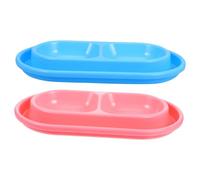 ARTSEWPLY 2pcs Ant-ant Moat Double Cat Bowl with Non-slip Base Dual Compartments for Food and Water Easy-clean Pet Dishes for Small to Medium Cats and Dogs Stylish Blue and Pink