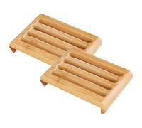 ARTSEWPLY 2pcs Bamboo Soap Holder with Drain Self Draining Bar Soap Dish Tray for Bathroom and Kitchen Orange Colour Sturdy and Eco-friendly