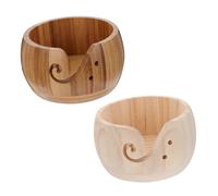 ARTSEWPLY 2Pcs Bamboo Wooden Yarn Storage Bowls Crochet Wool Holder Smooth Finish Knitting Organizer for Multiple Yarn Balls DIY Craft