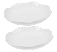 ARTSEWPLY 2pcs Ceramic Small Dipping Bowls with Embossed Flower White Porcelain Sauce Dish for Soy Sauce Ketchup Snack Appetizer Plate Serving Bowls for Tea Parties and Dinner