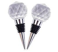 ARTSEWPLY 2pcs Crystal Alloy Wine Bottle Stoppers with Rubber Seal Leak Reusable Wine Bottle Plug for Home Bar Party Decorative and Stable Preservation Accessories