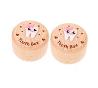 ARTSEWPLY 2pcs Deciduous Tooth Box Wooden Tiny Box Teeth Holder First Keepsake Storage for Boys and Girls Collection
