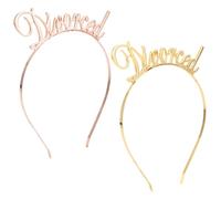 ARTSEWPLY 2pcs Divorced Headband Metal Letters Hair Hoops for Divorce Party Accessories Gold and Rose Gold
