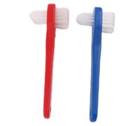 ARTSEWPLY 2pcs Double-Head Denture Toothbrush Bristle Dual-Sided Oral Cleaner Flexible Small Head Deep Mouth Cleaning for Adults with Braces and Dentures