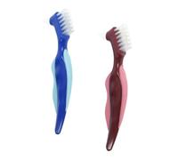 ARTSEWPLY 2Pcs Dual Head Denture Brush Portable Soft Bristle False Tooth Cleaner for Complete Denture Care Durable and Design