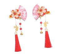 ARTSEWPLY 2pcs Fan Shape Hairpin Barrette with Long Tassel Japanese Style Hair Clips for Parties Weddings and Unique Hairstyles