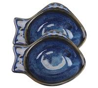 ARTSEWPLY 2pcs Fish Shaped Ceramic Dipping Bowls Small Soy Sauce Dishes Appetizer Plates for Home Restaurant Japanese Retro Style Seasoning Plates