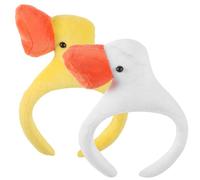 ARTSEWPLY 2pcs Halloween Plush Headband Set Yellow and White Goose Design, Soft Hair Hoops Party Headdress for Photography and Performance
