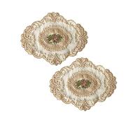 ARTSEWPLY 2pcs Handmade Crochet Lace Tablecloths Delicate Hollow Out Covers Retro Fabric Decoration for Dining Coffee Side Tables Dustproof Vintage Style