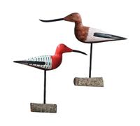 ARTSEWPLY 2pcs Handmade Nordic Seagull Figurines Coastal Ocean Table Decor Summer Beach Birds Statue with Long Beak for Nautical Bookshelf and Garden Ornament