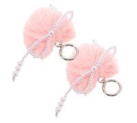ARTSEWPLY 2pcs Handmade Soft Plush Pink Heart Keychain Cute Bag Charm and Key Holder for Women Teens Portable Heart Bag Accessory for Purse Backpack Car Keys Stylish Love Symbol Decoration