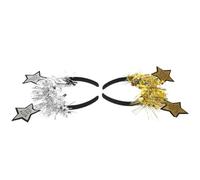 ARTSEWPLY 2pcs Happy Year Glitter Star Headband Festive Sequin Bopper Headpiece for Year's Eve Party Gold and Silver Holiday Headwear