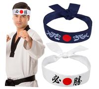 ARTSEWPLY 2pcs Japanese Bushido Headband Set White Victory Headband and Design Japanese Style Karate Training Exercise for Men Sports and Martial Arts