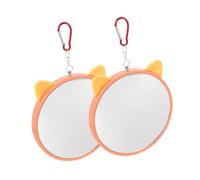 ARTSEWPLY 2pcs Large Hanging Bird Mirror Toys for Parrots and Budgies Sturdy Cage Accessories Bright Orange Frame for Caged Birds Interactive Reflective Toys and Entertainment