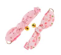 ARTSEWPLY 2pcs Lightweight Cotton Kitten Collar with Bell Adjustable Breakaway Bunny Ear Design Removable Bowtie for Small Cats and Dogs Everyday Wear Accessories