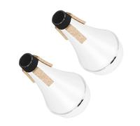 ARTSEWPLY 2pcs Lightweight Trumpet Practice Mute Silver Abs Straight Mute for Quiet Training at Home Noise Reduction Device for Beginners and Professionals in Small Spaces