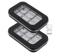 ARTSEWPLY 2pcs Matte Black Magnetic Eyeshadow Palette with Stamp Empty Foundation Blush Container for Women Portable Makeup Organizer for Travel and Daily Use