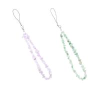 ARTSEWPLY 2pcs Natural Crystal Gemstone Phone Chain Durable Beaded Lost Mobile Lanyard Wrist Strap with Mint Green and Stylish Decorative Accessory for Smartphones and Cases