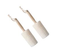 ARTSEWPLY 2Pcs Natural Loofah Body Scrubber Brush with Wooden Handle Biodegradable Shower Tool for Exfoliating Skin Cleansing and Relaxing Muscles Softens with Warm Water for Healthy Skin
